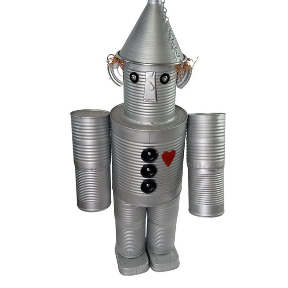 Folk Art Tin Man Sculpture Wizard Of Oz Recycled Robot Vintage 24 Inch - Picture 7 of 13